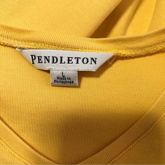Pendleton Women’s Yellow Size Large 100% Cotton V-Neck Quarter Sleeve Comfy - Picture 6 of 10